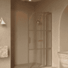 Hinged shower screen with fixed part Hietakari Bläk 739 Paris, Sand frame, reeded glass Hinged shower screen with fixed part Hietakari Bläk 739 Paris, Sand frame, reeded glass