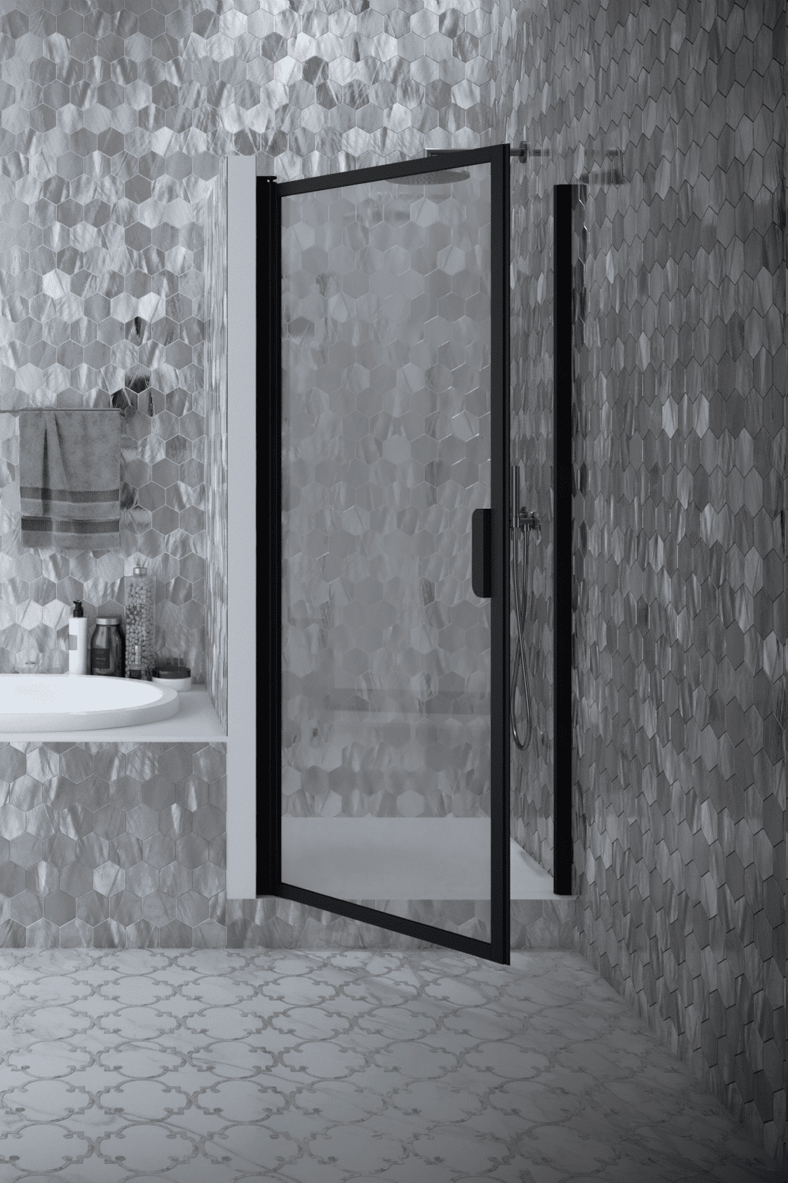 Hinged shower door with wall magnet Hietakari Bläk 788 New York – 4