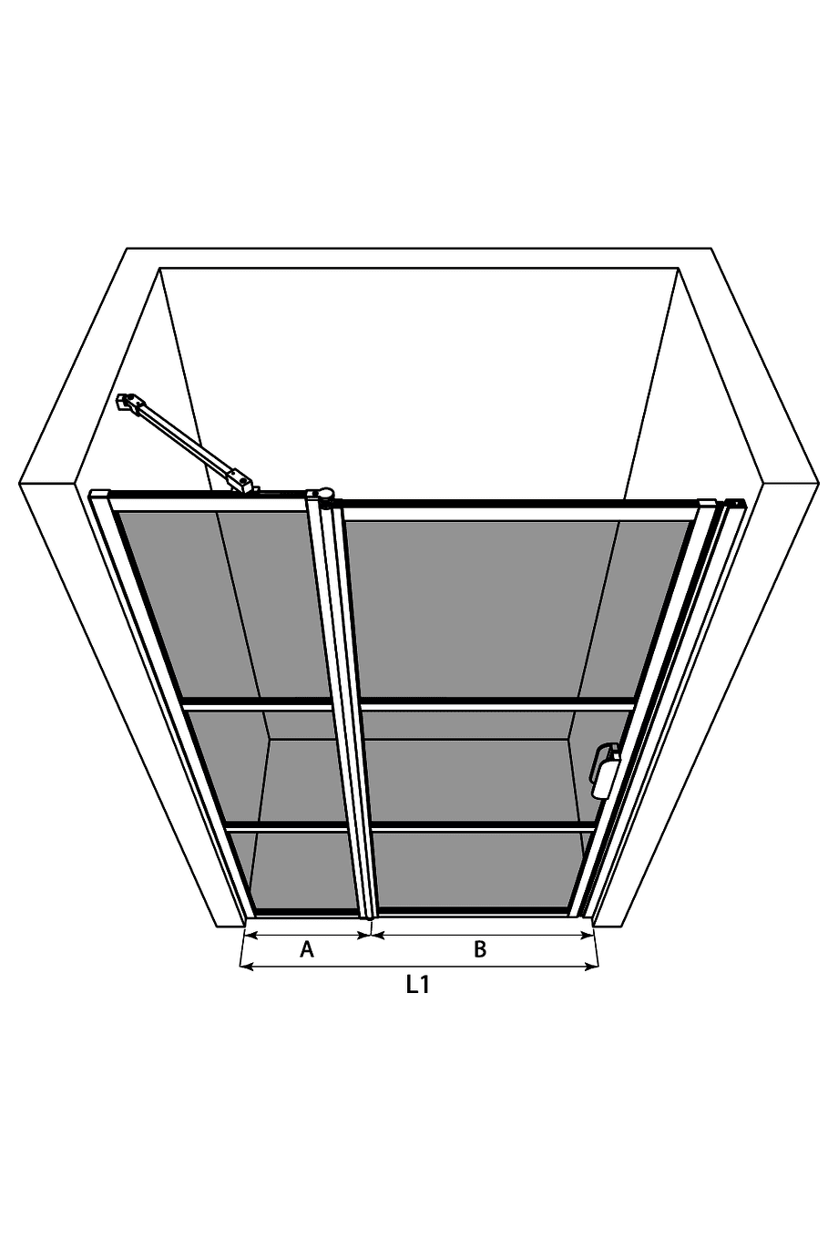 Hinged shower door with fixed part and wall magnet Hietakari Bläk 791 Tokyo – 3