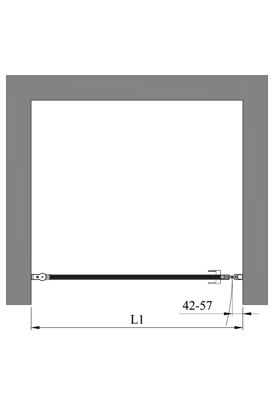 Hinged shower door with wall magnet Hietakari Bläk 792 Paris – dimension drawing Hinged shower door with wall magnet Hietakari Bläk 792 Paris – dimension drawing