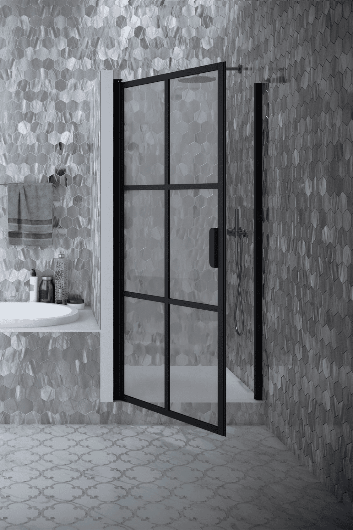 Hinged shower door with wall magnet Hietakari Bläk 792 Paris – 4