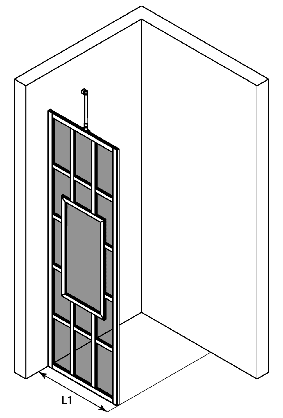 Fixed shower screen Hietakari Bläk 800 Shanghai – 3