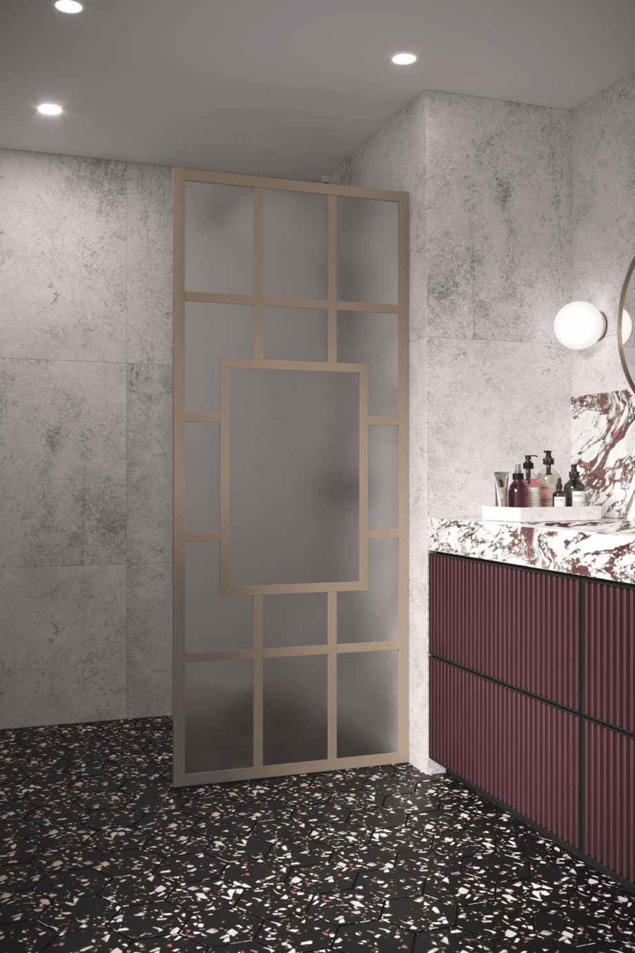 Fixed shower screen Hietakari Bläk 800 Shanghai, Sand frame, satin frosted glass Fixed shower screen Hietakari Bläk 800 Shanghai, Sand frame, satin frosted glass