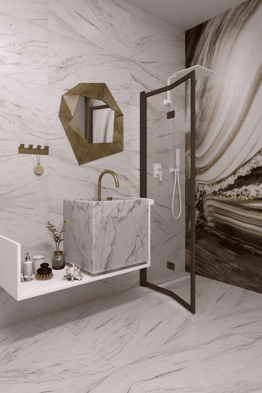 Folding shower screen Hietakari Bläk 881 New York, Cocoa frame, grey tinted glass Folding shower screen Hietakari Bläk 881 New York, Cocoa frame, grey tinted glass