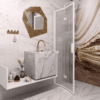 Folding shower screen Hietakari Bläk 881 New York, Cocoa frame, reeded glass Folding shower screen Hietakari Bläk 881 New York, Cocoa frame, reeded glass