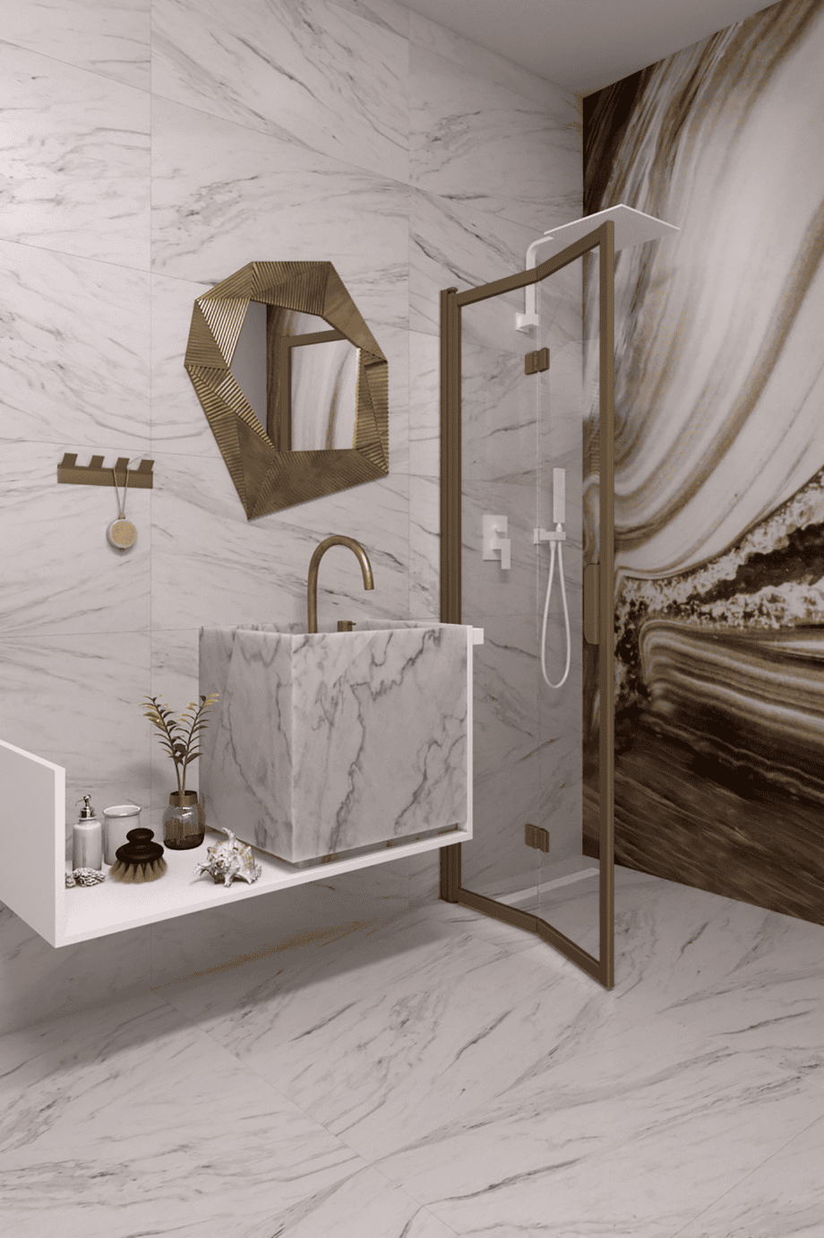 Folding shower screen Hietakari Bläk 881 New York, Mocha frame, grey tinted glass Folding shower screen Hietakari Bläk 881 New York, Mocha frame, grey tinted glass