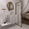 Folding shower screen Hietakari Bläk 881 New York, Mocha frame, reeded glass Folding shower screen Hietakari Bläk 881 New York, Mocha frame, reeded glass