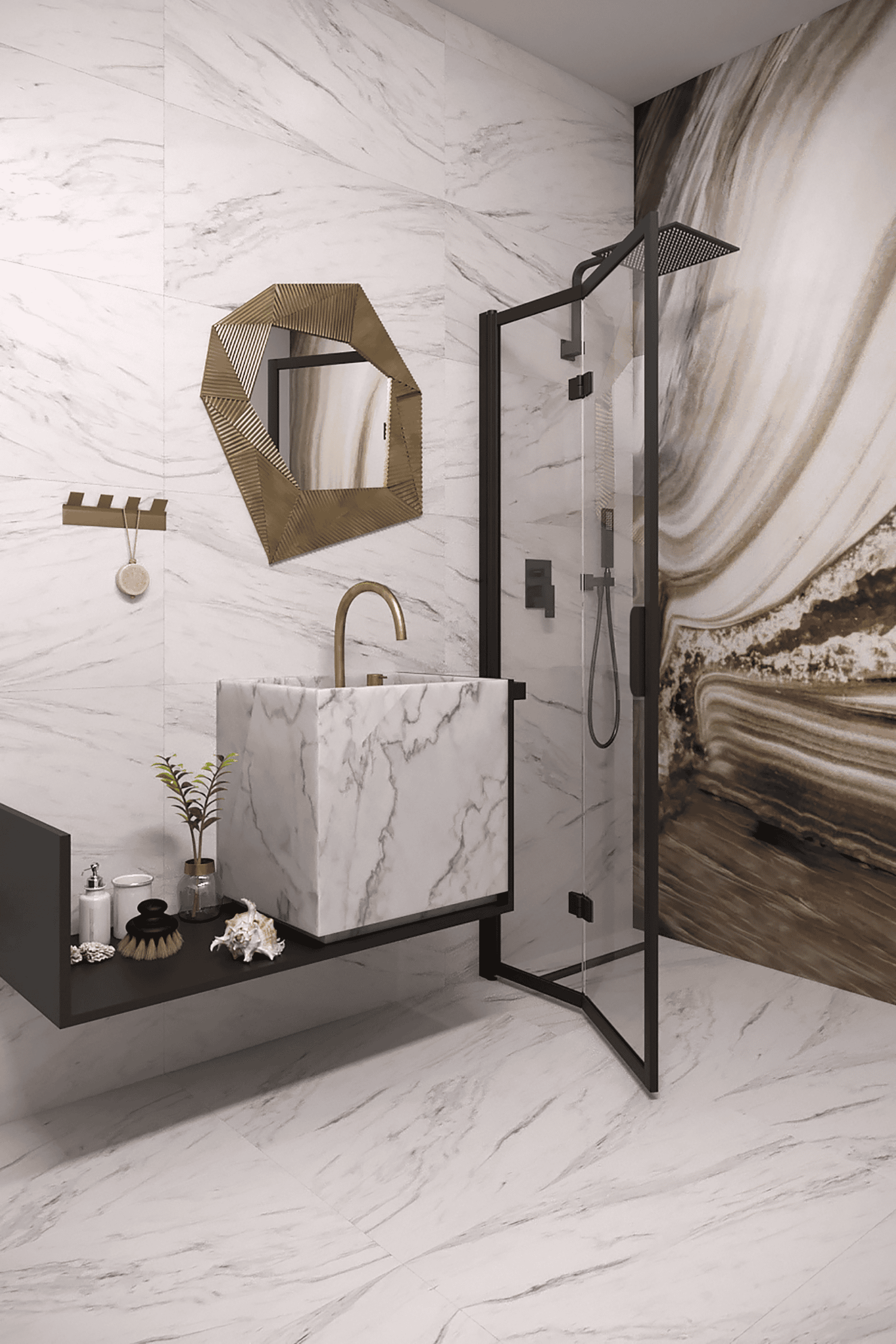 Folding shower screen Hietakari Bläk 881 New York – 4