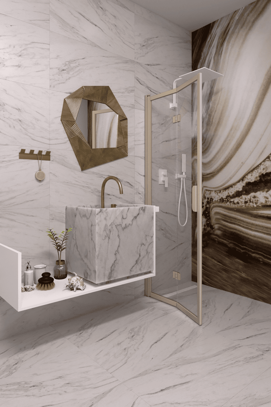 Folding shower screen Hietakari Bläk 881 New York, Sand frame, grey tinted glass Folding shower screen Hietakari Bläk 881 New York, Sand frame, grey tinted glass