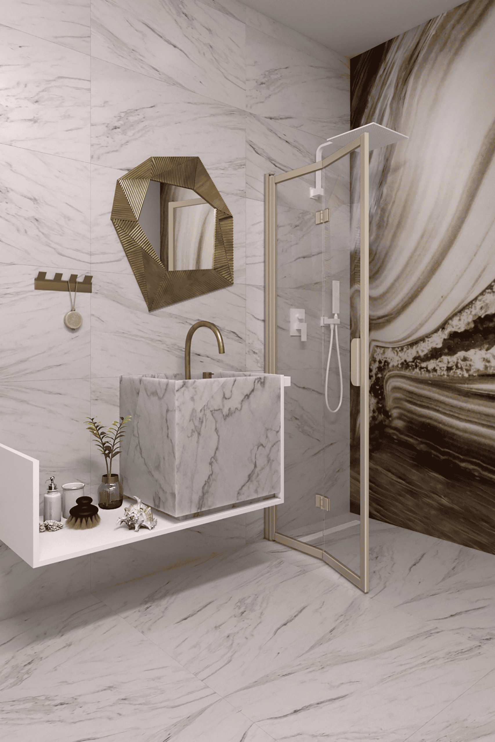 Folding shower screen Hietakari Bläk 881 New York, Sand frame, clear glass Folding shower screen Hietakari Bläk 881 New York, Sand frame, clear glass