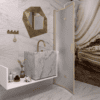 Folding shower screen Hietakari Bläk 881 New York, Sand frame, satin frosted glass Folding shower screen Hietakari Bläk 881 New York, Sand frame, satin frosted glass