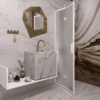 Folding shower screen Hietakari Bläk 881 New York, white frame, satin frosted glass Folding shower screen Hietakari Bläk 881 New York, white frame, satin frosted glass