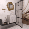 Folding shower screen Hietakari Bläk 882 Tokyo, Cocoa frame, reeded glass Folding shower screen Hietakari Bläk 882 Tokyo, Cocoa frame, reeded glass