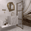 Folding shower screen Hietakari Bläk 882 Tokyo, Mocha frame, grey tinted glass Folding shower screen Hietakari Bläk 882 Tokyo, Mocha frame, grey tinted glass