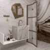 Folding shower screen Hietakari Bläk 882 Tokyo, Mocha frame, reeded glass Folding shower screen Hietakari Bläk 882 Tokyo, Mocha frame, reeded glass