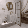 Folding shower screen Hietakari Bläk 882 Tokyo, Mocha frame, satin frosted glass Folding shower screen Hietakari Bläk 882 Tokyo, Mocha frame, satin frosted glass