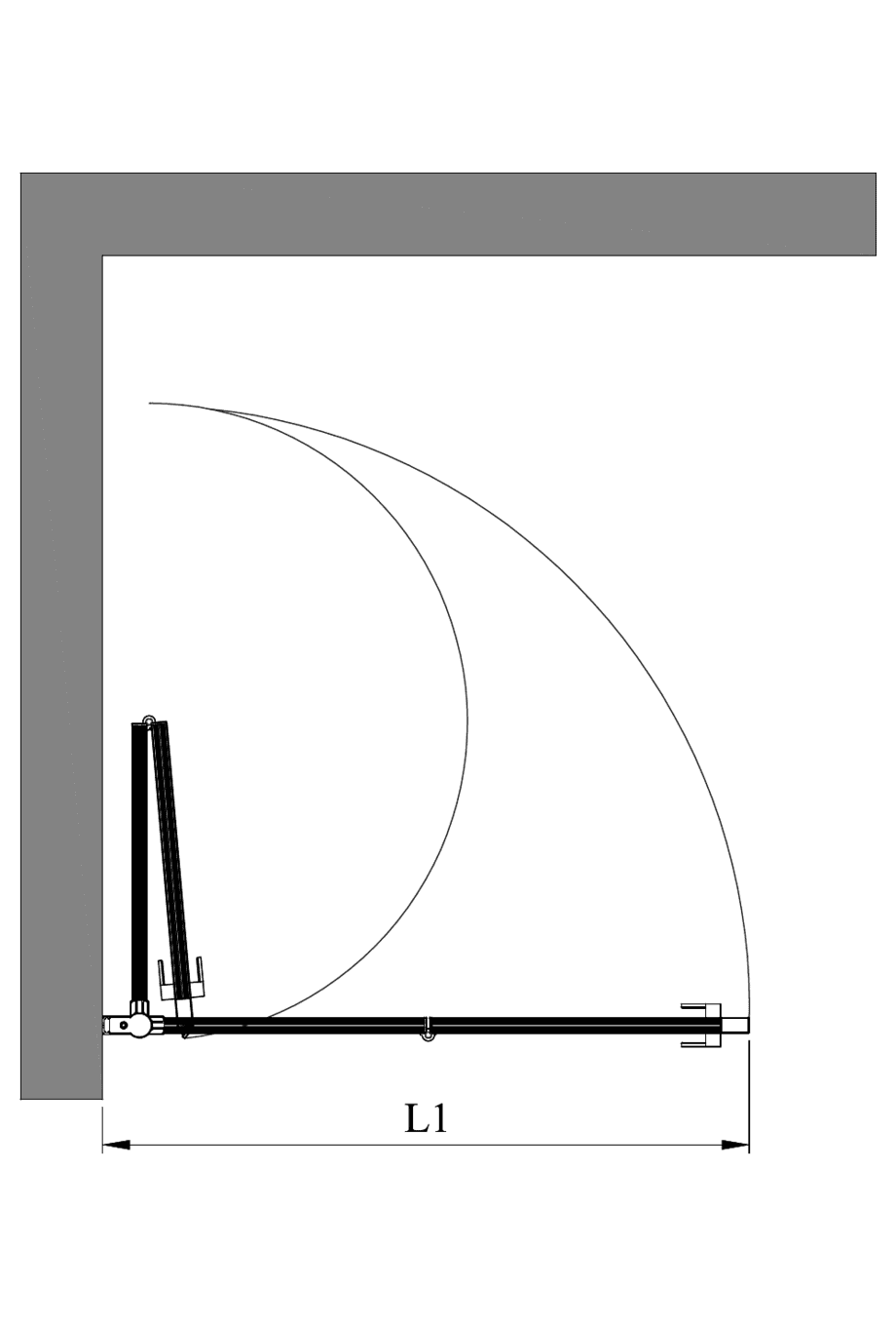 Folding shower screen Hietakari Bläk 882 Tokyo – dimension drawing Folding shower screen Hietakari Bläk 882 Tokyo – dimension drawing