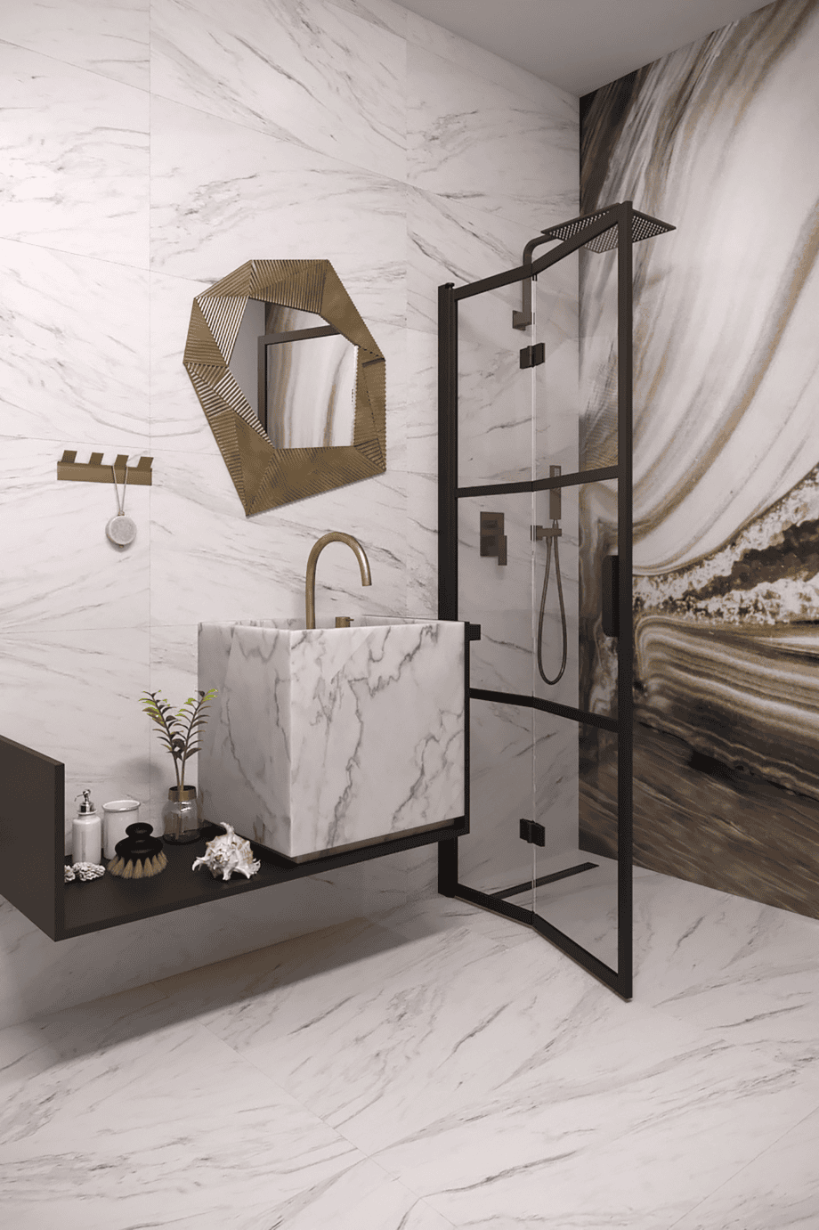 Folding shower screen Hietakari Bläk 882 Tokyo, black frame, grey tinted glass Folding shower screen Hietakari Bläk 882 Tokyo, black frame, grey tinted glass
