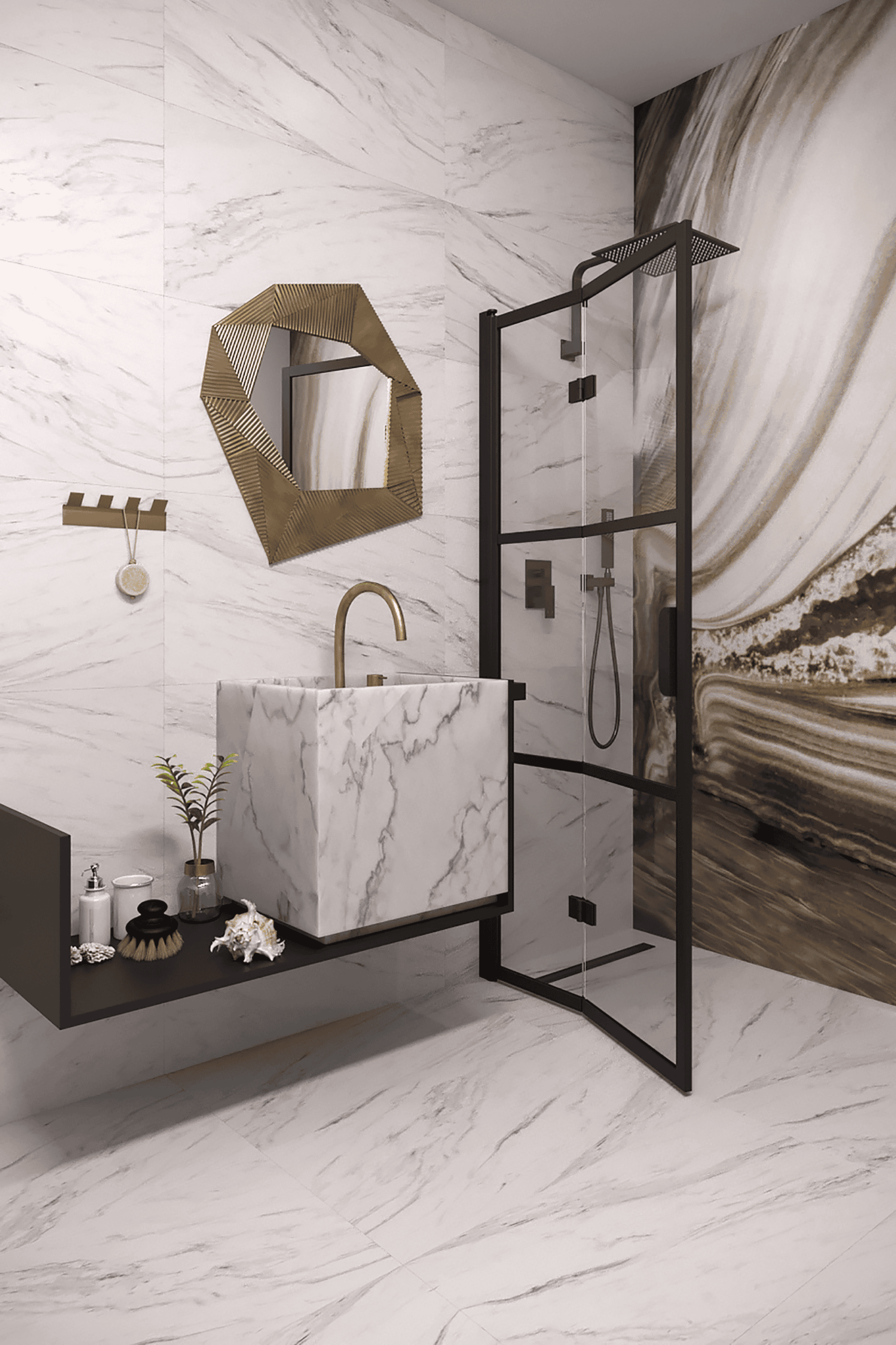 Folding shower screen Hietakari Bläk 882 Tokyo – 4