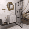 Folding shower screen Hietakari Bläk 882 Tokyo, black frame, bronze tinted glass Folding shower screen Hietakari Bläk 882 Tokyo, black frame, bronze tinted glass