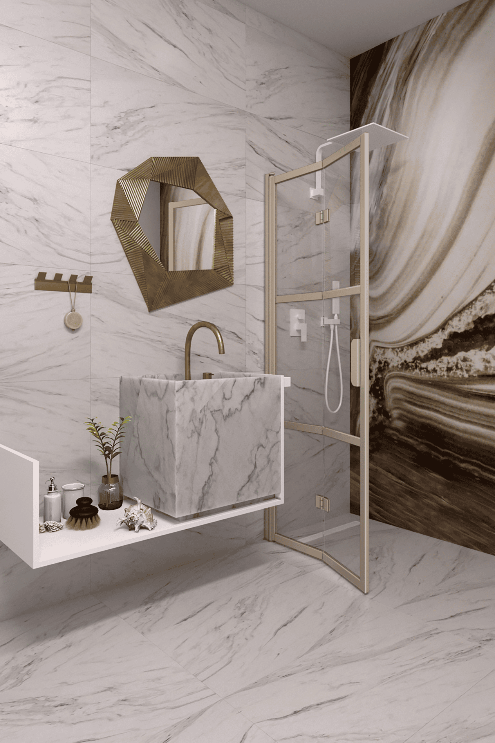 Folding shower screen Hietakari Bläk 882 Tokyo – 5