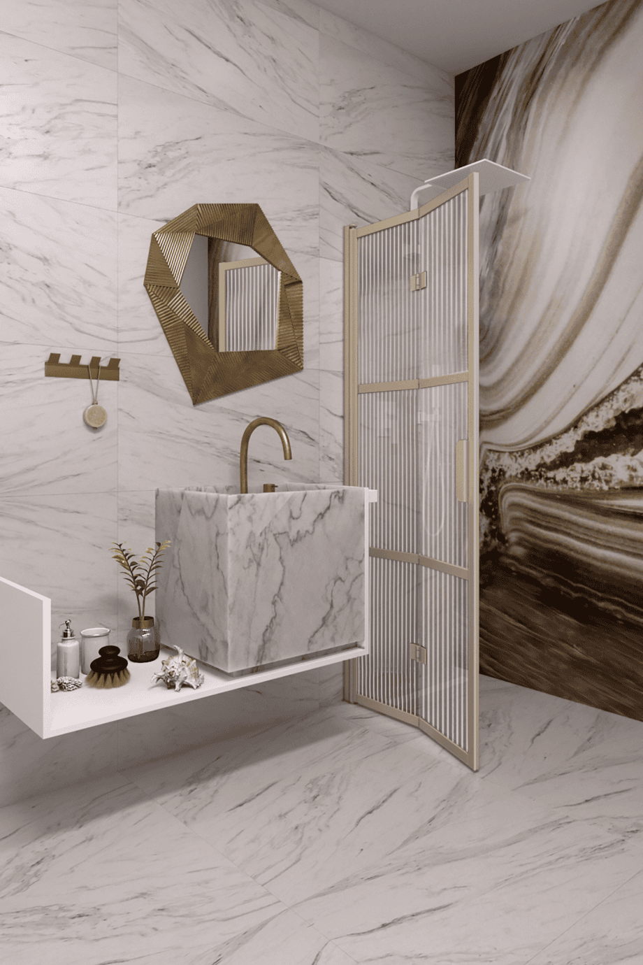 Folding shower screen Hietakari Bläk 882 Tokyo, Sand frame, reeded glass Folding shower screen Hietakari Bläk 882 Tokyo, Sand frame, reeded glass