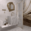 Folding shower screen Hietakari Bläk 882 Tokyo, Sand frame, satin frosted glass Folding shower screen Hietakari Bläk 882 Tokyo, Sand frame, satin frosted glass