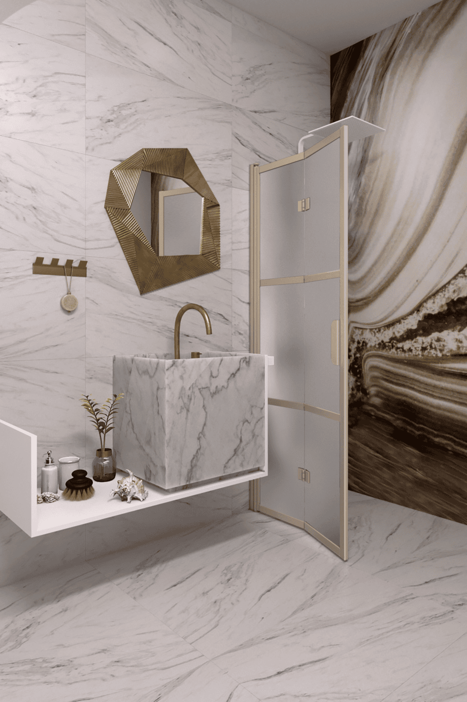 Folding shower screen Hietakari Bläk 882 Tokyo, Sand frame, satin frosted glass Folding shower screen Hietakari Bläk 882 Tokyo, Sand frame, satin frosted glass