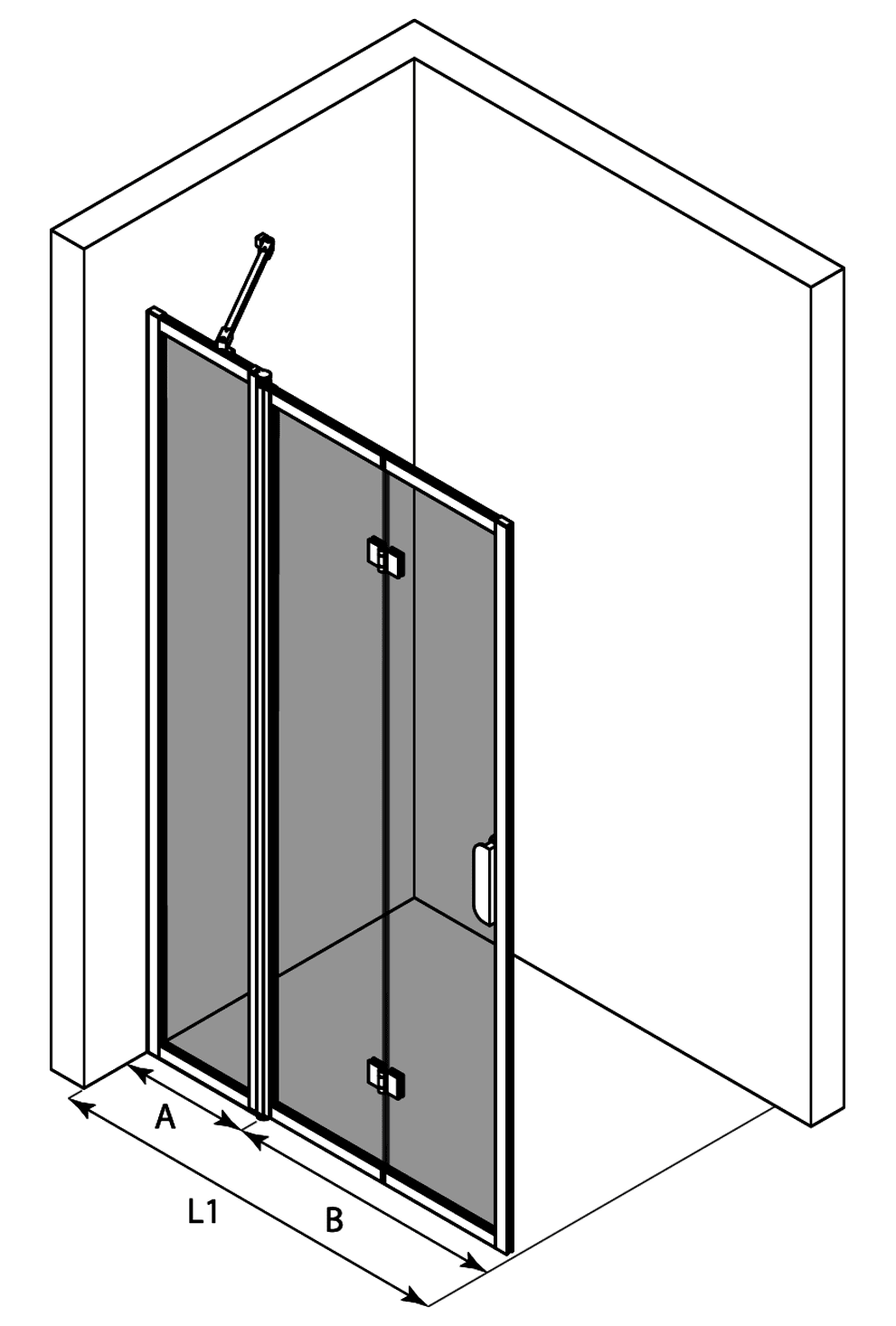 Folding shower screen with fixed part Hietakari Bläk 884 New York – 3