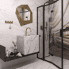 Folding shower screen with fixed part Hietakari Bläk 884 New York, black frame, reeded glass Folding shower screen with fixed part Hietakari Bläk 884 New York, black frame, reeded glass