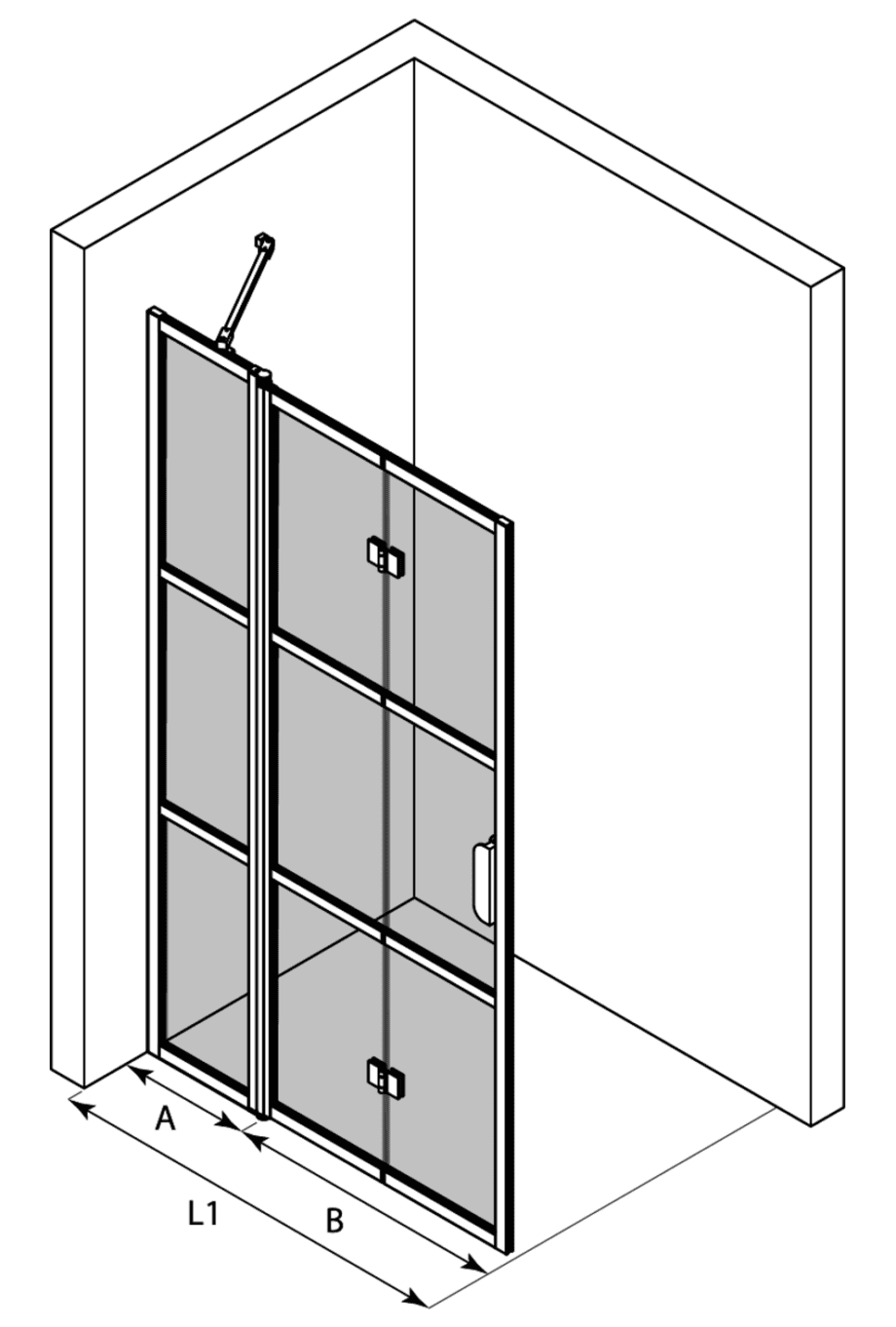 Hinged shower screen with fixed part Hietakari Bläk 885 Tokyo – 3
