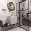 Hinged shower screen with fixed part Hietakari Bläk 885 Tokyo – 4