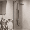 Fixed shower screen Hietakari Forma 301, aluminium frame, grey tinted glass Fixed shower screen Hietakari Forma 301, aluminium frame, grey tinted glass