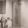 Fixed shower screen Hietakari Forma 301, aluminium frame, bronze tinted glass Fixed shower screen Hietakari Forma 301, aluminium frame, bronze tinted glass