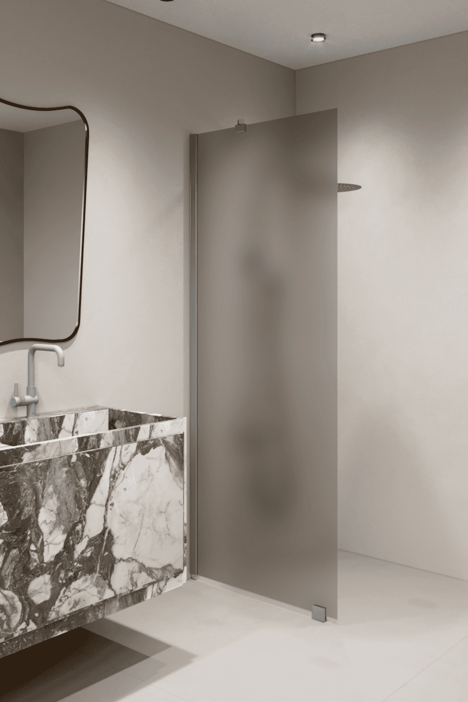 Fixed shower screen Hietakari Forma 301, aluminium frame, brown satin glass Fixed shower screen Hietakari Forma 301, aluminium frame, brown satin glass