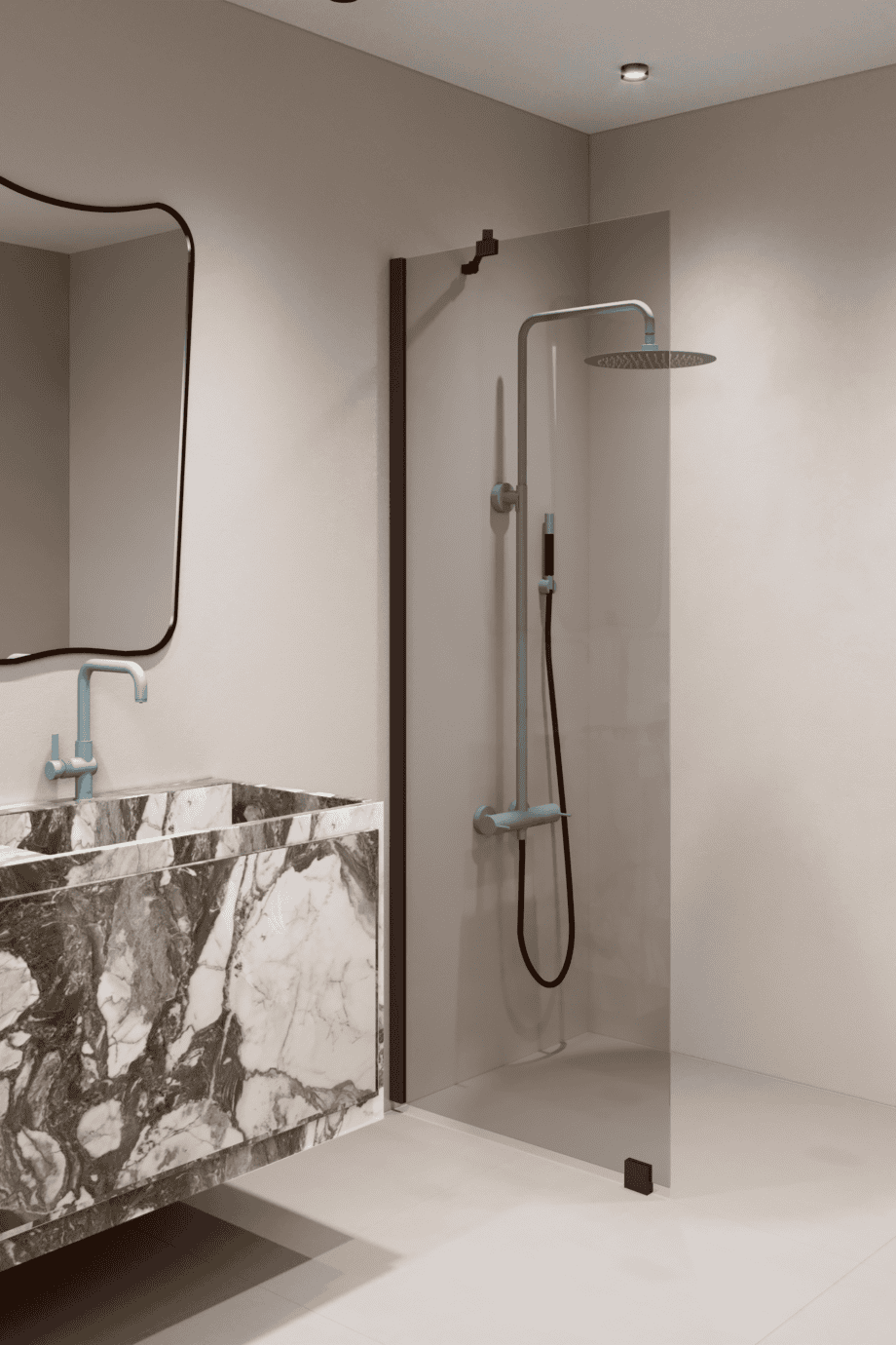 Fixed shower screen Hietakari Forma 301, Cocoa frame, grey tinted glass Fixed shower screen Hietakari Forma 301, Cocoa frame, grey tinted glass