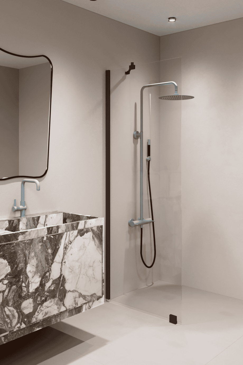 Fixed shower screen Hietakari Forma 301, Cocoa frame, super bright glass Fixed shower screen Hietakari Forma 301, Cocoa frame, super bright glass