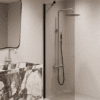 Fixed shower screen Hietakari Forma 301, black frame, bronze tinted glass Fixed shower screen Hietakari Forma 301, black frame, bronze tinted glass