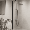 Fixed shower screen Hietakari Forma 301, black frame, super bright glass Fixed shower screen Hietakari Forma 301, black frame, super bright glass