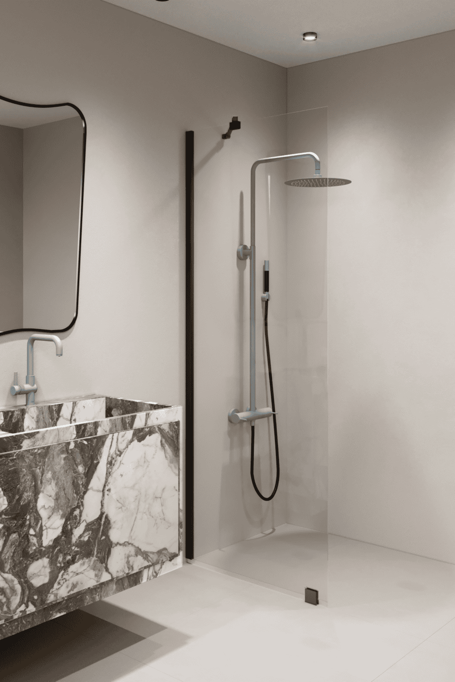 Fixed shower screen Hietakari Forma 301, black frame, super bright glass Fixed shower screen Hietakari Forma 301, black frame, super bright glass