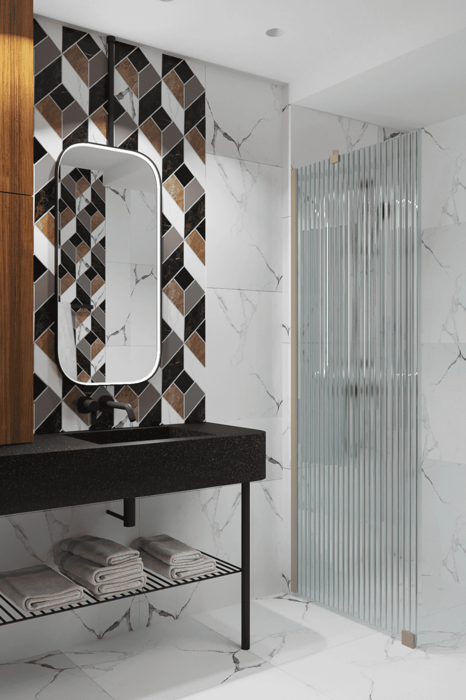 Fixed shower screen Hietakari Forma 301, Sand frame, reeded glass Fixed shower screen Hietakari Forma 301, Sand frame, reeded glass