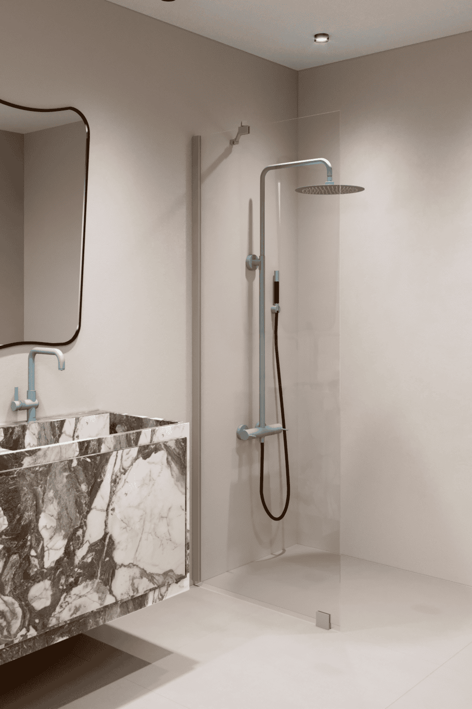 Fixed shower screen Hietakari Forma 301, Sand frame, super bright glass Fixed shower screen Hietakari Forma 301, Sand frame, super bright glass
