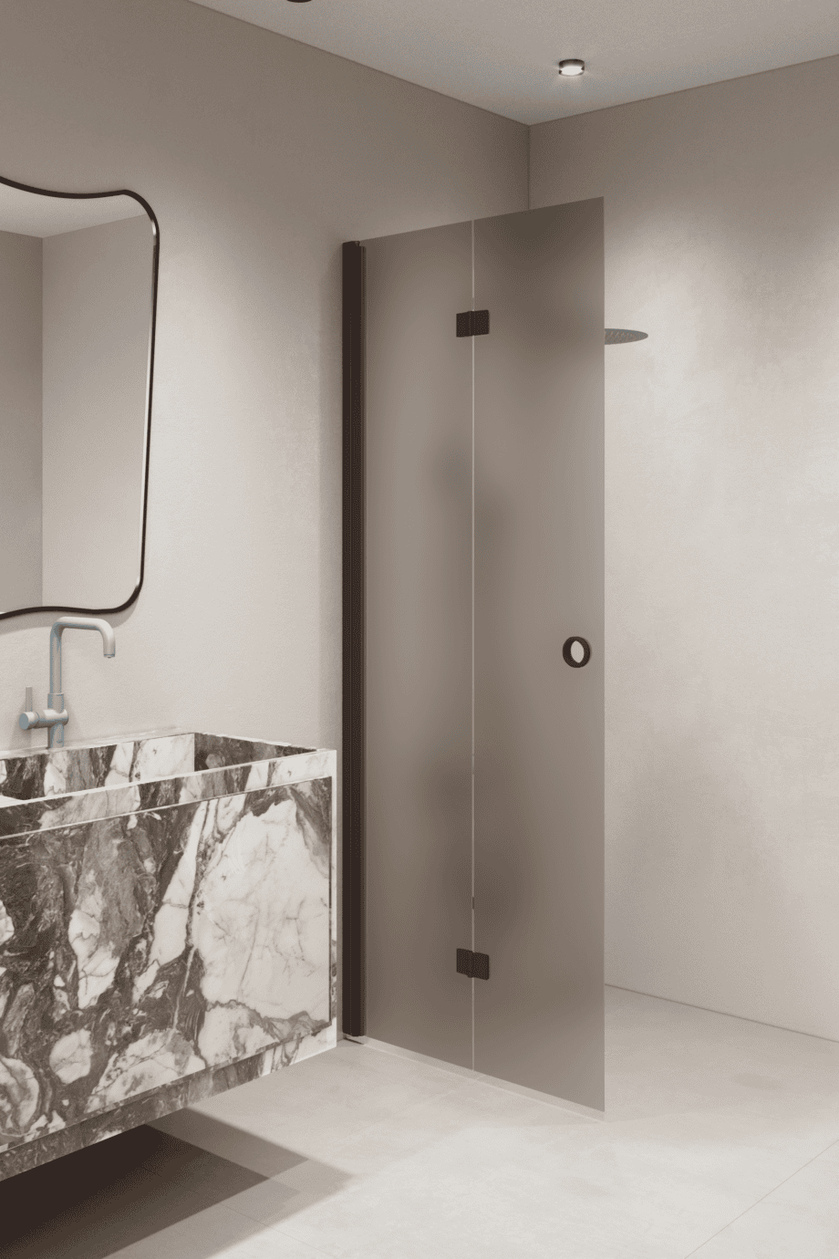 Folding shower screen Hietakari Forma 303, Cocoa frame, brown satin glass Folding shower screen Hietakari Forma 303, Cocoa frame, brown satin glass