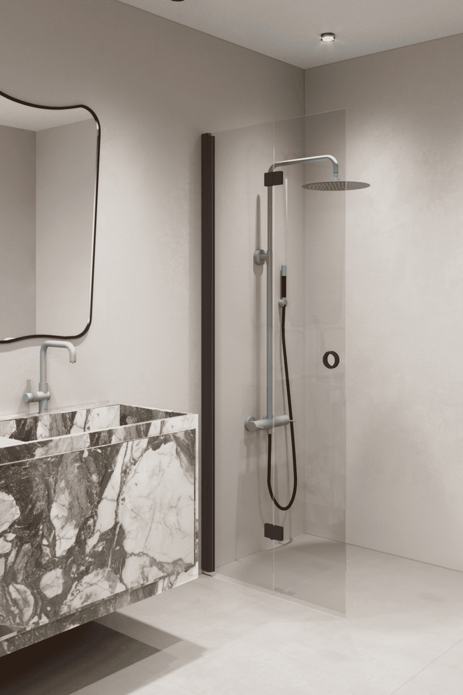 Folding shower screen Hietakari Forma 303, Cocoa frame, super bright glass Folding shower screen Hietakari Forma 303, Cocoa frame, super bright glass