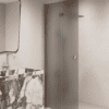 Folding shower screen Hietakari Forma 303, Mocha frame, grey satin glass Folding shower screen Hietakari Forma 303, Mocha frame, grey satin glass