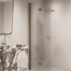 Folding shower screen Hietakari Forma 303, Mocha frame, satin frosted glass Folding shower screen Hietakari Forma 303, Mocha frame, satin frosted glass