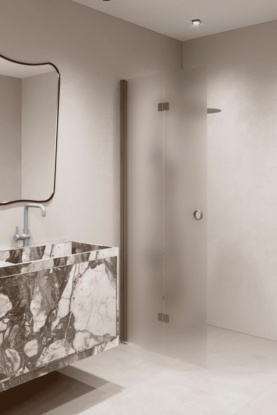 Folding shower screen Hietakari Forma 303, Mocha frame, super bright satin glass Folding shower screen Hietakari Forma 303, Mocha frame, super bright satin glass