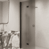 Folding shower screen Hietakari Forma 303, black frame, brown satin glass Folding shower screen Hietakari Forma 303, black frame, brown satin glass