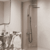 Folding shower screen Hietakari Forma 303, Sand frame, bronze tinted glass Folding shower screen Hietakari Forma 303, Sand frame, bronze tinted glass