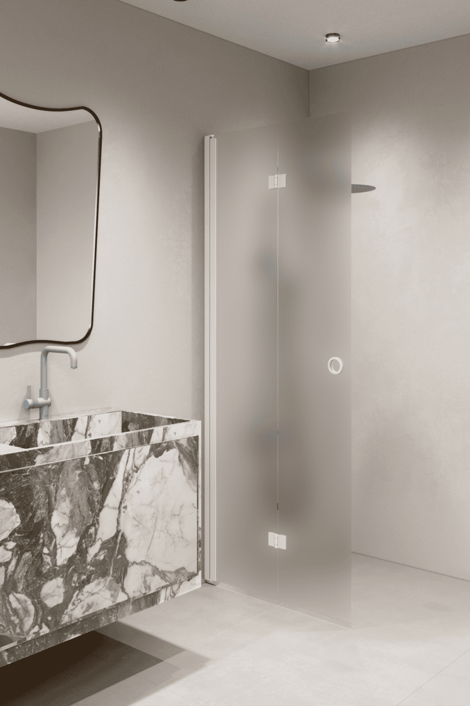 Folding shower screen Hietakari Forma 303, white frame, super bright satin glass Folding shower screen Hietakari Forma 303, white frame, super bright satin glass